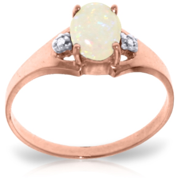 Galaxy Gold Products Jewelry - 14K. SOLID GOLD RINGS WITH NATURAL DIAMONDS & OPAL